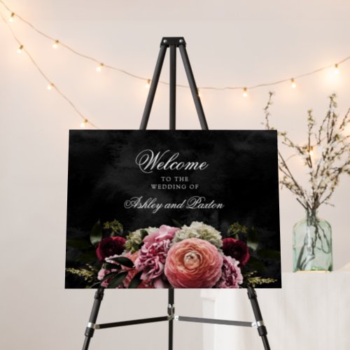 Romantic and Moody Pink Floral  Welcome Foam Board