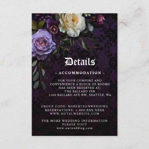 Romantic and Moody Purple Bouquet  Enclosure Card