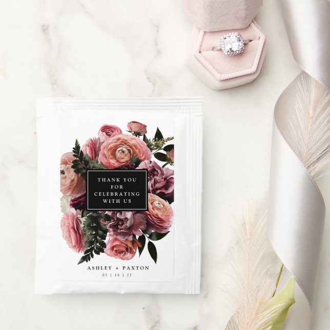 Romantic and Sophisticated Pink | Floral Tea Bag Drink Mix (Wedding)