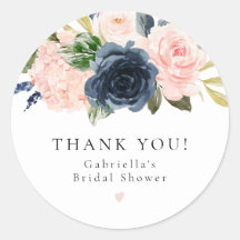 Romantic and Sweet Navy Floral Blush Bridal Shower