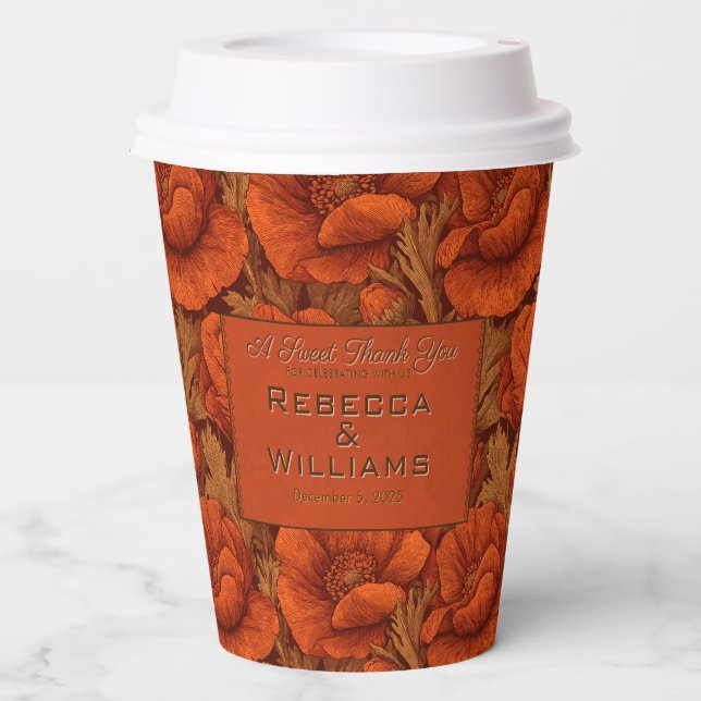 Romantic Anemones Aesthetic Forest Wedding Paper Cups (Front)