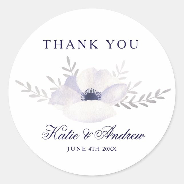 Romantic Anemones Classic Round Sticker (Front)