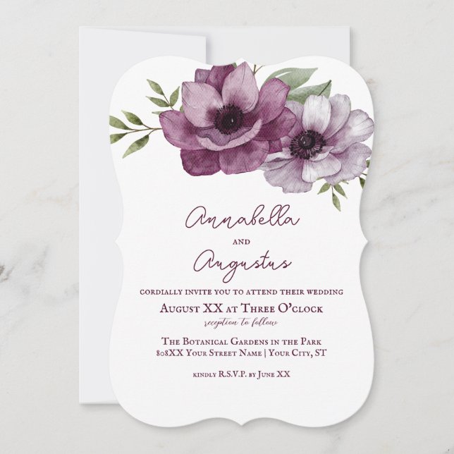 Romantic Anemones Invitation (Front)