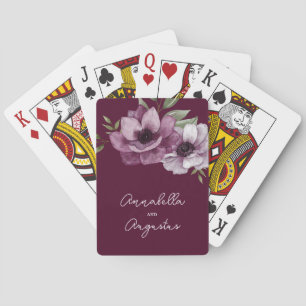 Romantic Anemones on Merlot Poker Cards
