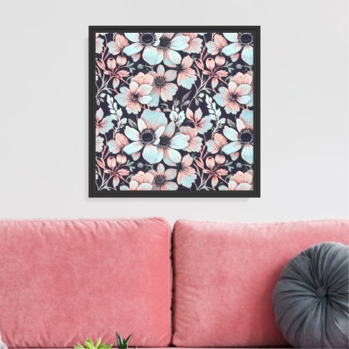 Romantic anemones pattern design 1 canvas print