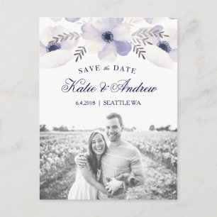Romantic Anemones Save The Date Announcement Postcard