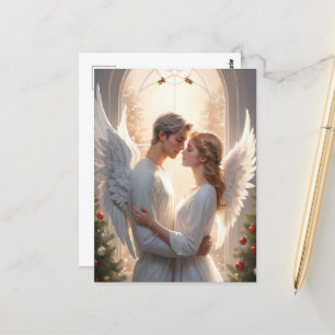 Romantic Angel Couple Painting Postcard