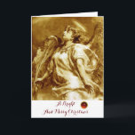 ROMANTIC ANGEL,FEATHER,BROWN SEPIA WHITE Christmas Holiday Card<br><div class="desc">Elegant,  artistic and classic design rielaborated from 18 th Century painting.</div>