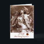 ROMANTIC ANGEL,FEATHER,BROWN SEPIA WHITE Christmas Holiday Card<br><div class="desc">Elegant,  artistic and classic design rielaborated from 18 th Century painting.</div>