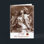 ROMANTIC ANGEL,FEATHER,BROWN SEPIA WHITE Christmas Holiday Card<br><div class="desc">Elegant,  artistic and classic design rielaborated from 18 th Century painting.</div>