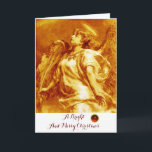 ROMANTIC ANGEL,FEATHER GOLD YELLOW WHITE Christmas Holiday Card<br><div class="desc">Elegant,  artistic and classic design rielaborated from 18 th Century painting.</div>