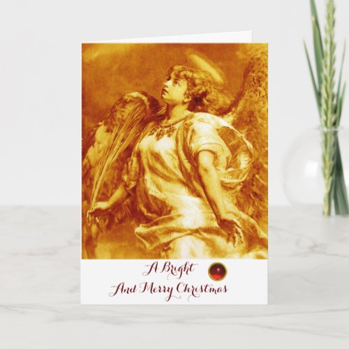 ROMANTIC ANGELFEATHER GOLD YELLOW WHITE Christmas Holiday Card