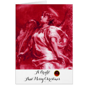 ROMANTIC ANGEL,FEATHER PINK FUCHSIA Christmas Cards
