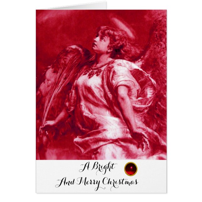 ROMANTIC ANGEL,FEATHER PINK FUCHSIA Christmas Cards (Front)