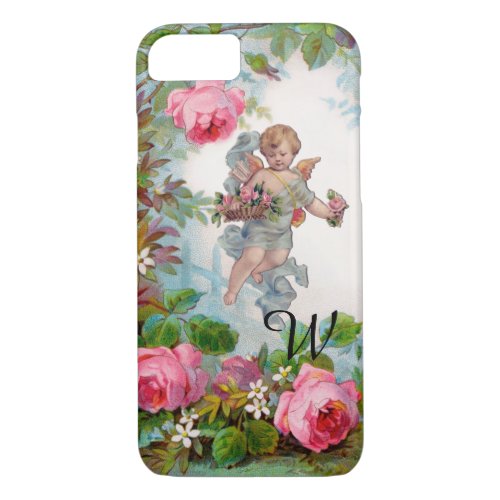 ROMANTIC ANGEL GATHERING PINK ROSES AND FLOWERS iPhone 87 CASE
