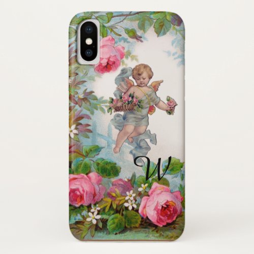 ROMANTIC ANGEL GATHERING PINK ROSES AND FLOWERS iPhone X CASE