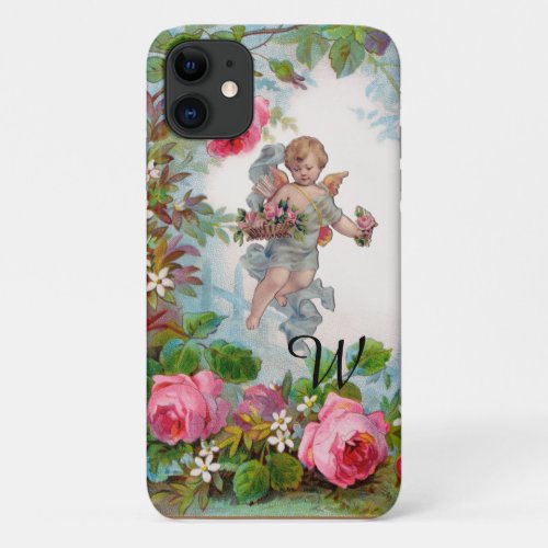 ROMANTIC ANGEL GATHERING PINK ROSES AND FLOWERS iPhone 11 CASE