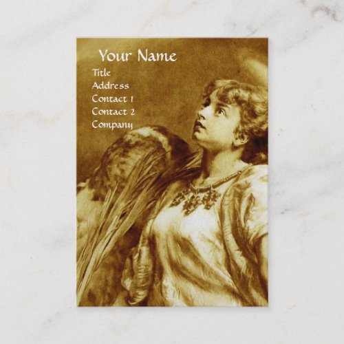 ROMANTIC ANGEL IN BROWN SEPIA YELLOW WHITE Pearl Business Card