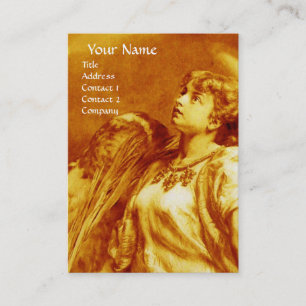 ROMANTIC ANGEL IN YELLOW WHITE Gold Metallic Business Card