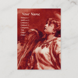 ROMANTIC ANGEL WITH FEATHER IN ANTIQUE RED,WHITE BUSINESS CARD