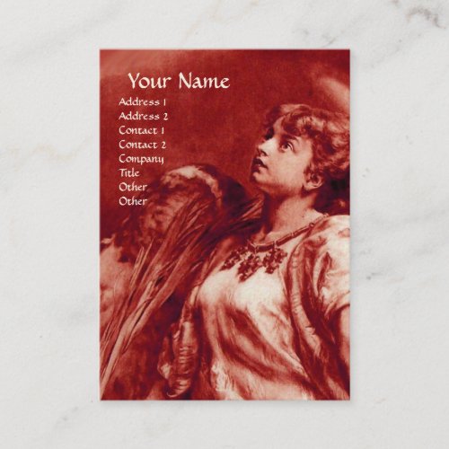 ROMANTIC ANGEL WITH FEATHER IN ANTIQUE REDWHITE BUSINESS CARD