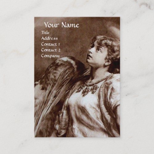 ROMANTIC ANGEL WITH FEATHER IN BROWN WHITE Pearl Business Card