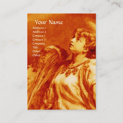 ROMANTIC ANGEL WITH FEATHER IN GOLD ORANGEBROWN BUSINESS CARD