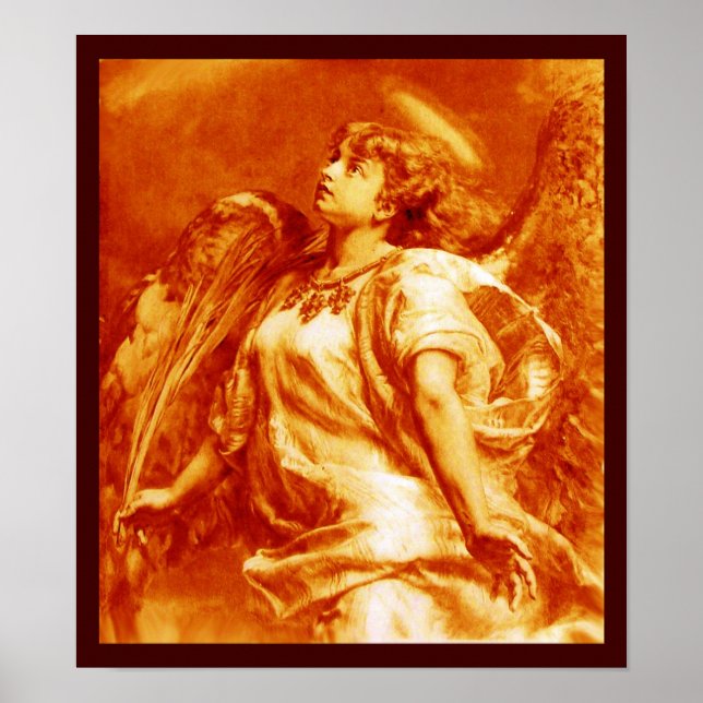 ROMANTIC ANGEL WITH FEATHER IN ORANGE YELLOW WHITE POSTER (Front)