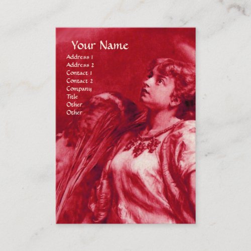 ROMANTIC ANGEL WITH FEATHER IN PINKFUCHSIAWHITE BUSINESS CARD