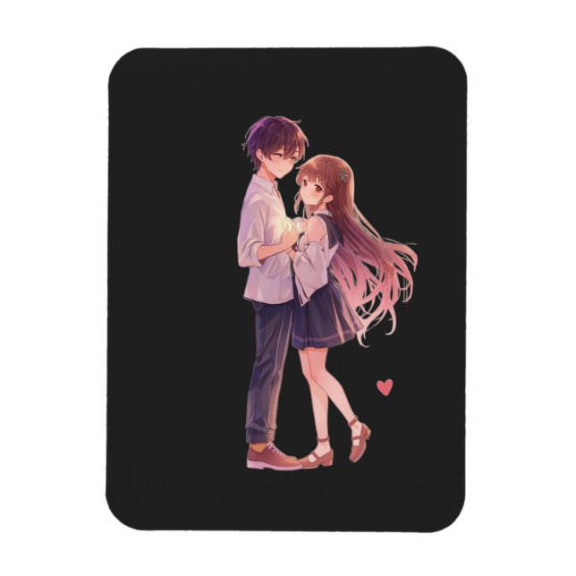 Romantic Anime Couple - Cute Aesthetic Lovers Art  Magnet (Vertical)