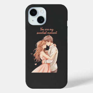 Romantic Anime Couple - Sweet Valentine Moment iPhone 15 Case