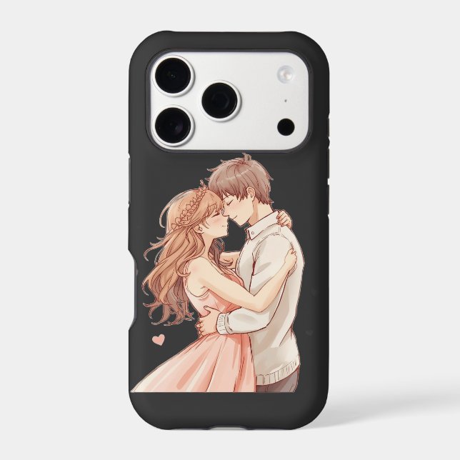Romantic Anime Couple - Sweet Valentine Moment iPhone Case (Back)