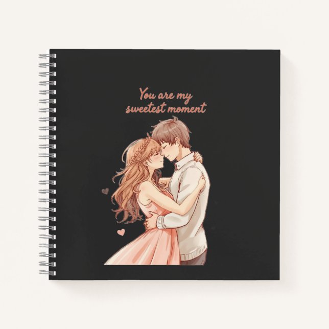 Romantic Anime Couple - Sweet Valentine Moment Notebook (Front)