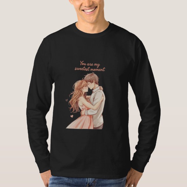 Romantic Anime Couple - Sweet Valentine Moment T-Shirt (Front)