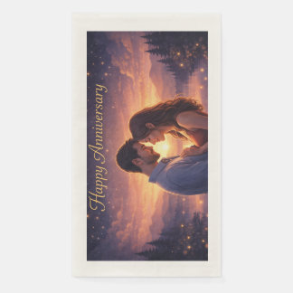 Romantic Anniversary Couple Sunset Paper Guest Towels
