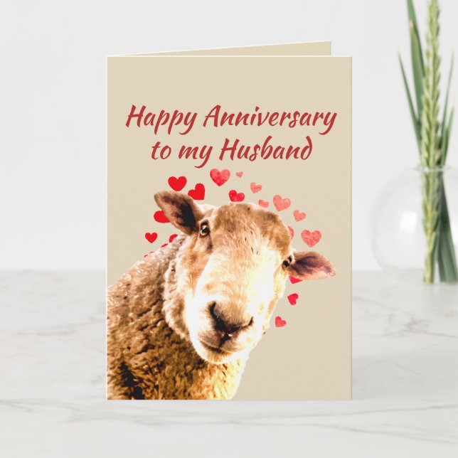 Romantic Anniversary Funny Sheep Animal Humor Holiday Card (Front)