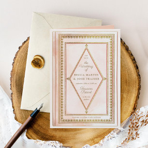 Romantic Antique Book Blush Wedding Invitation