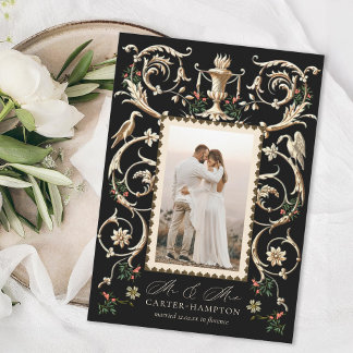 Romantic Antique Embellishment Holiday Marriage Card