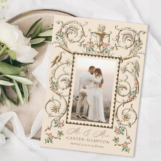 Romantic Antique Embellishment Holiday Marriage Card