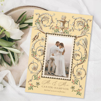 Romantic Antique Embellishment Holiday Marriage Card