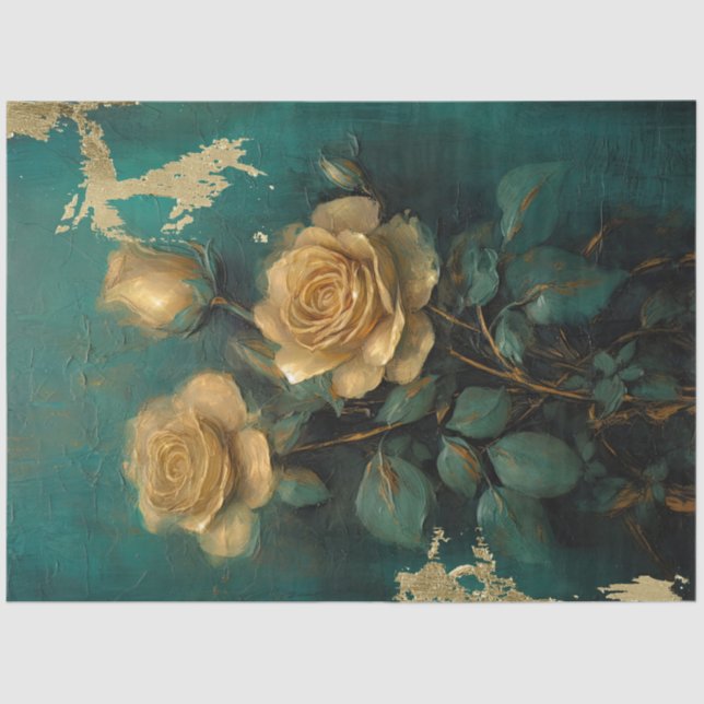 Romantic Antique Emerald and Gold Design Series 11 Tissue Paper (Front)