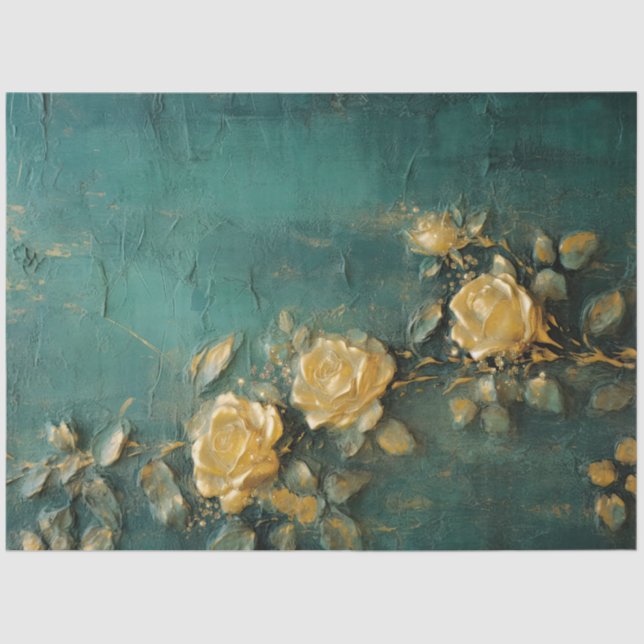 Romantic Antique Emerald and Gold Design Series 15 Tissue Paper (Front)