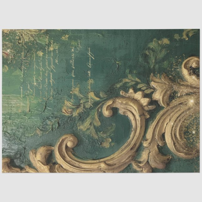 Romantic Antique Emerald and Gold Design Series 5 Tissue Paper (Front)