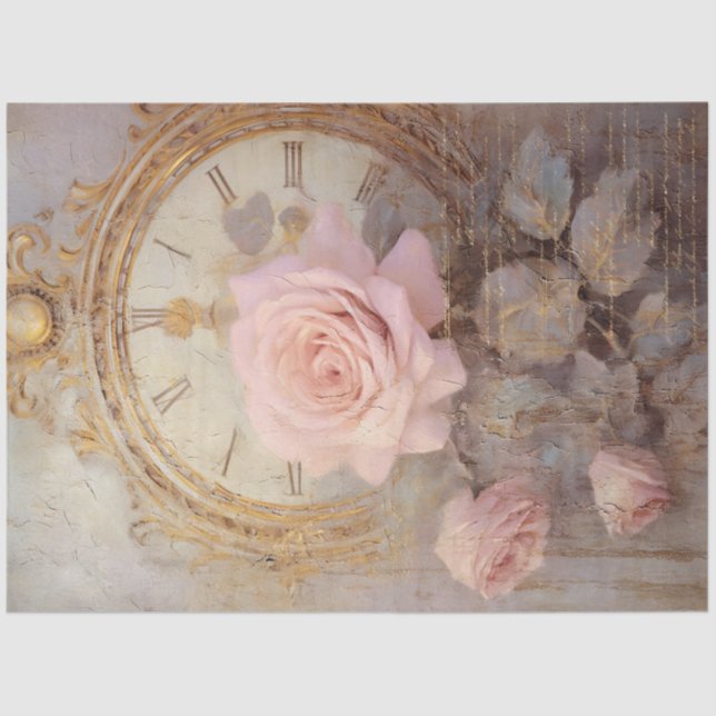 Romantic Antique Pink and Gold Design Series 18 Tissue Paper (Front)