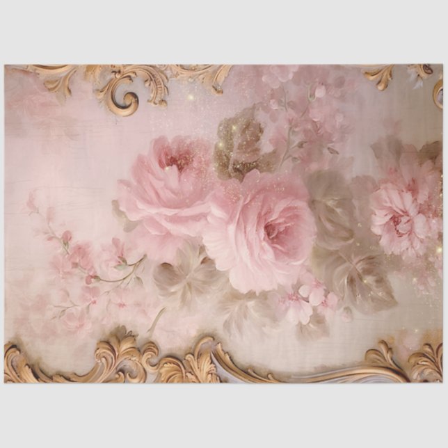Romantic Antique Pink and Gold Design Series 2 Tissue Paper (Front)