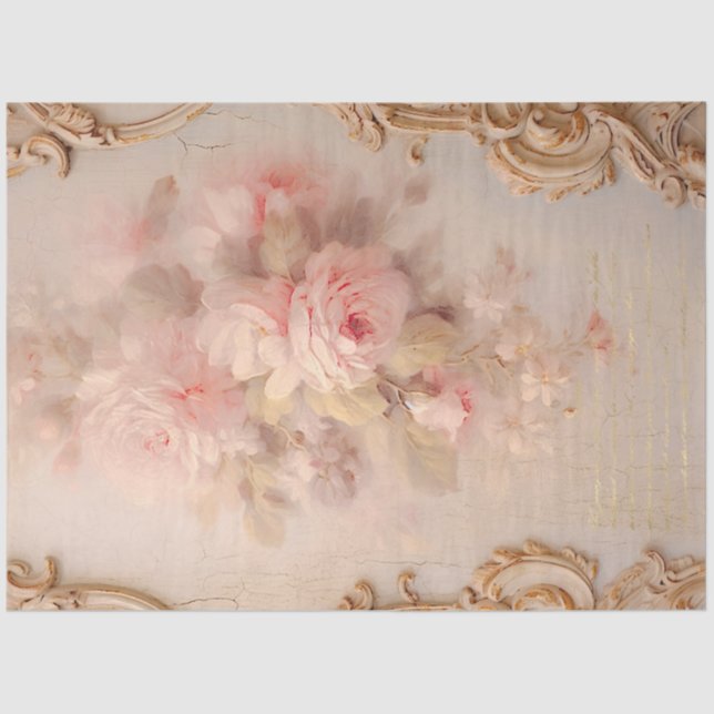 Romantic Antique Pink and Gold Design Series 3 Tissue Paper (Front)