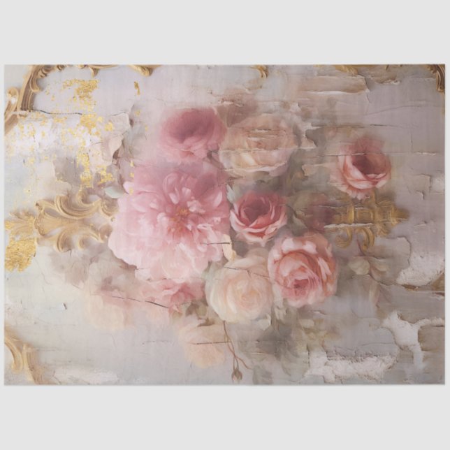 Romantic Antique Pink and Gold Design Series 5 Tissue Paper (Front)