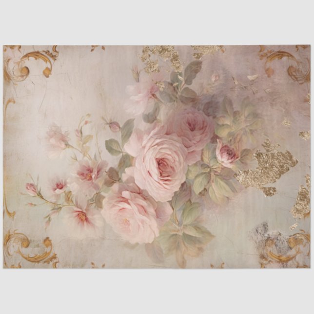 Romantic Antique Pink and Gold Design Series 8 Tissue Paper (Front)