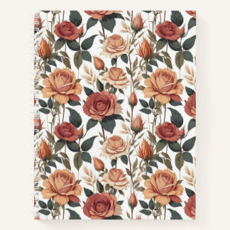 Romantic Antique Red Roses Cottagecore Floral Notebook