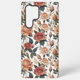 Romantic Antique Red Roses Cottagecore Floral Samsung Galaxy S22 Ultra Case